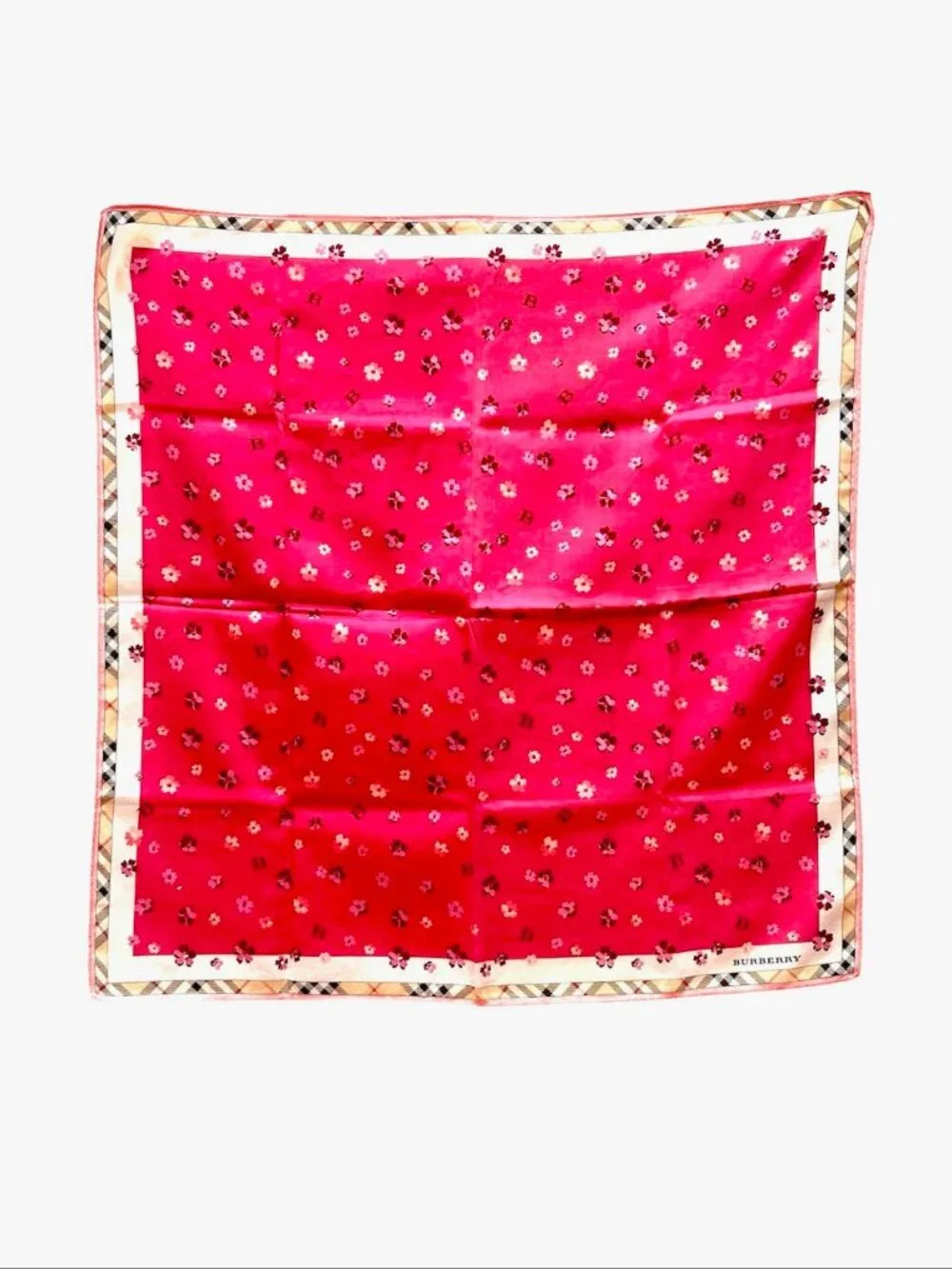 Burberry   Min iscarf/ Neck-kerchief cotton 19.5" pink violet beige nova (98) - Picture 9 of 11